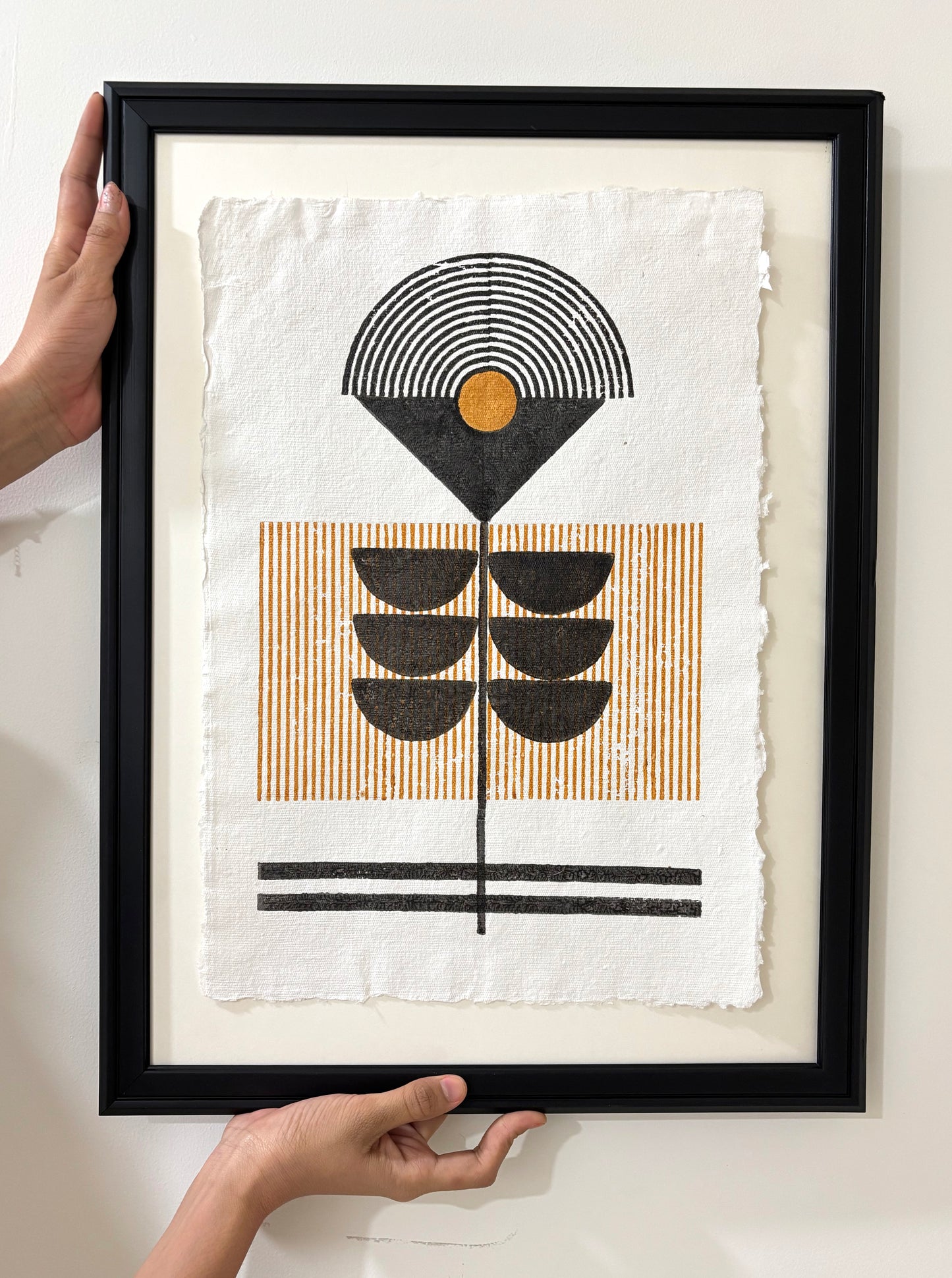 Wall Frame l Handblock printed artwork on handmade paper l 20" x 16"
