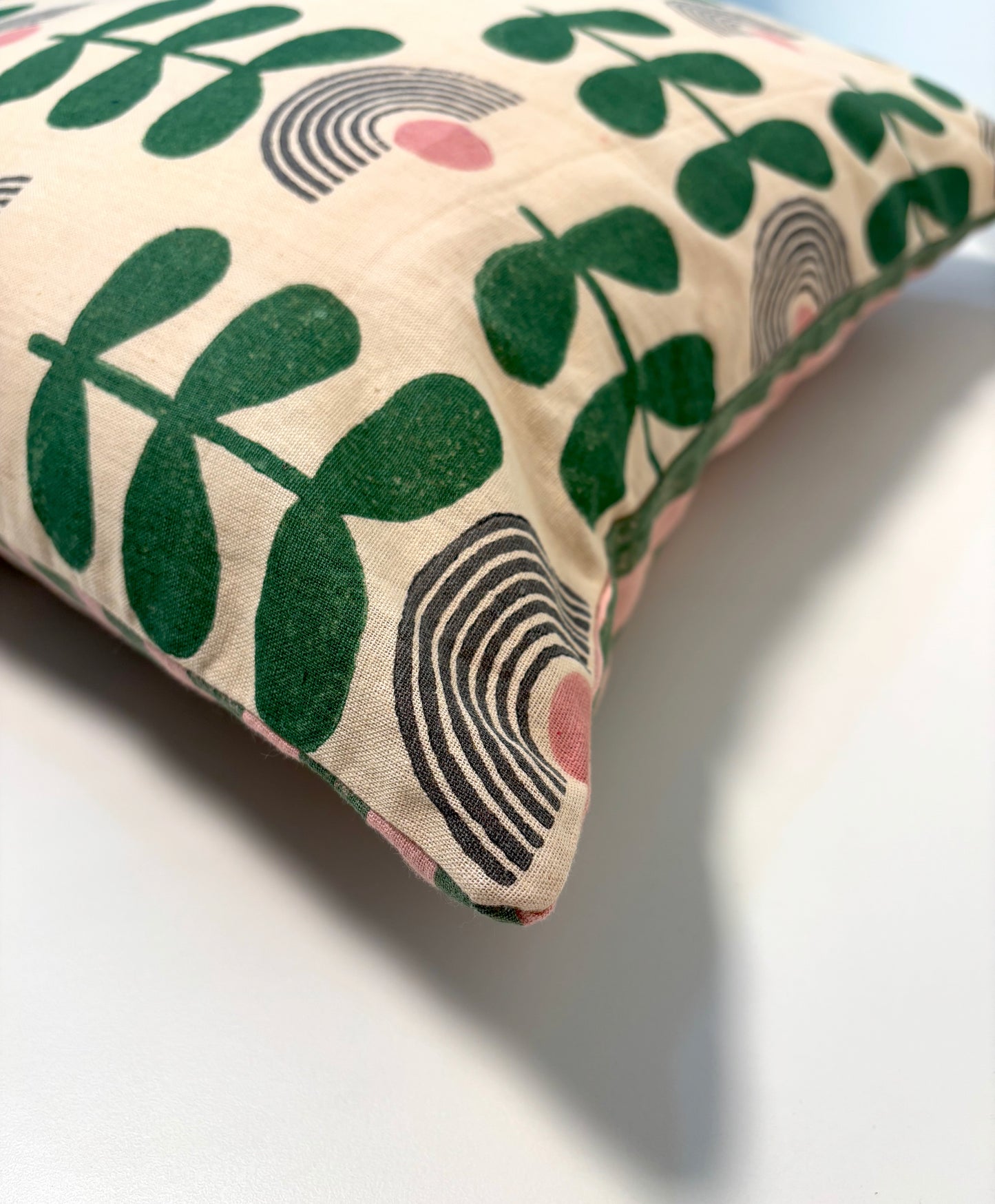 Mid-Modern Reversiable Cotton Cushion Cover l Beige & Green
