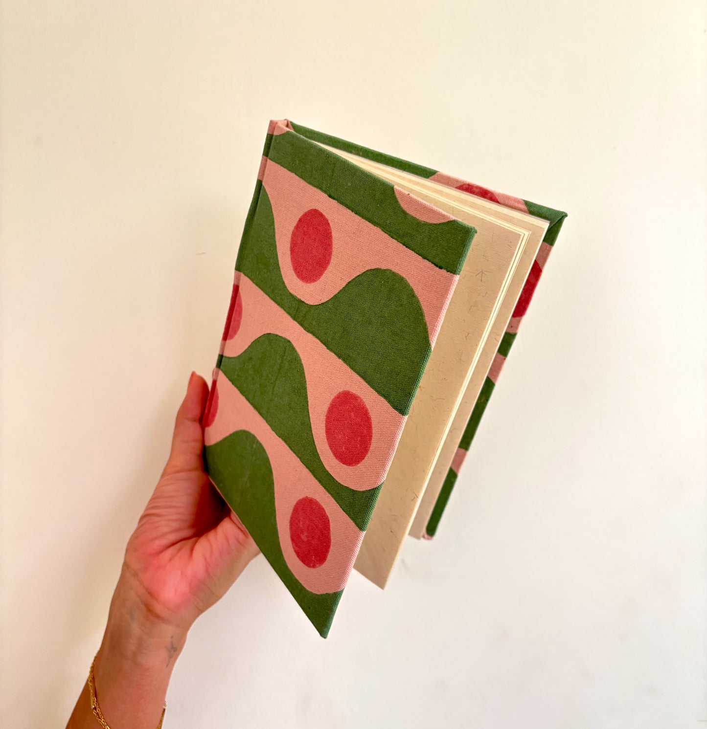 Handcrafted Sustainable A5 Diary Journal Notebook l Handmade Paper l Tide Dot Pink