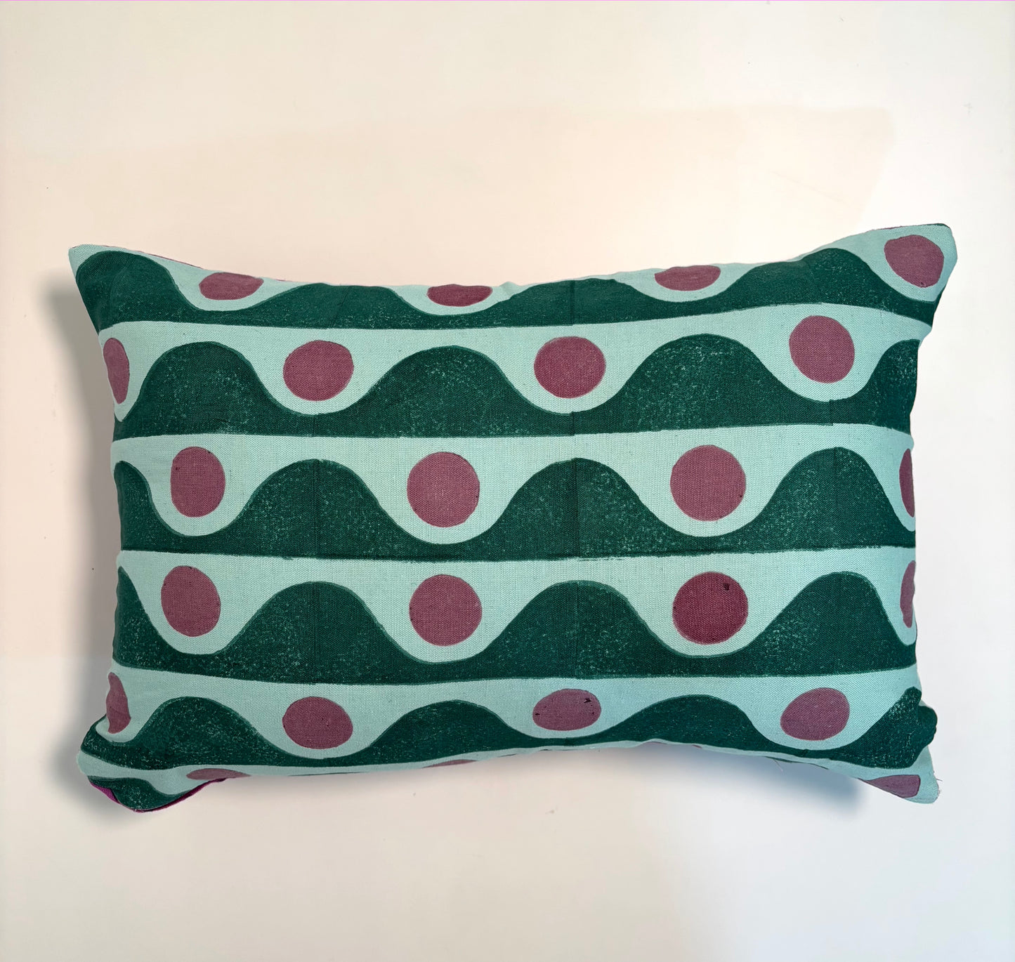 Tide Dot, Cotton Reversible Reactangle Cushion Cover l Purple & Green