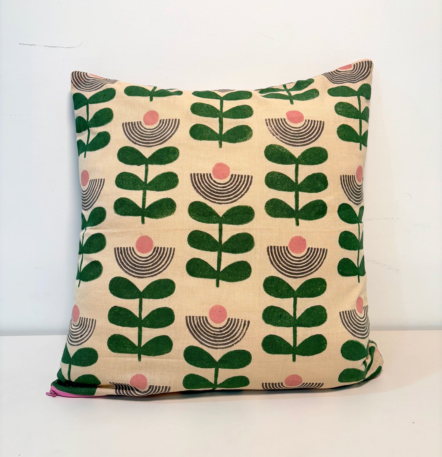 Mid-Modern Reversiable Cotton Cushion Cover l Beige & Green