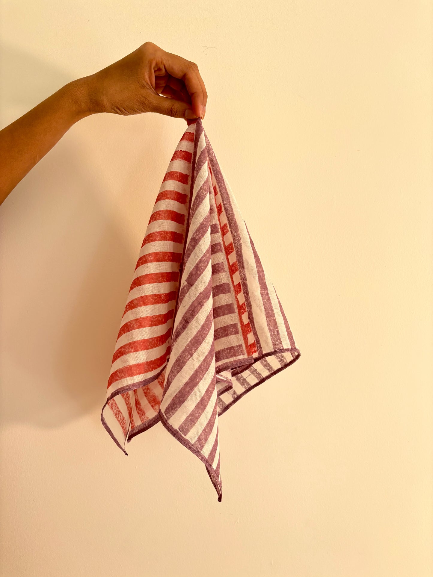 Purple & Red Stripes l Cotton Square Scarf l Bandana
