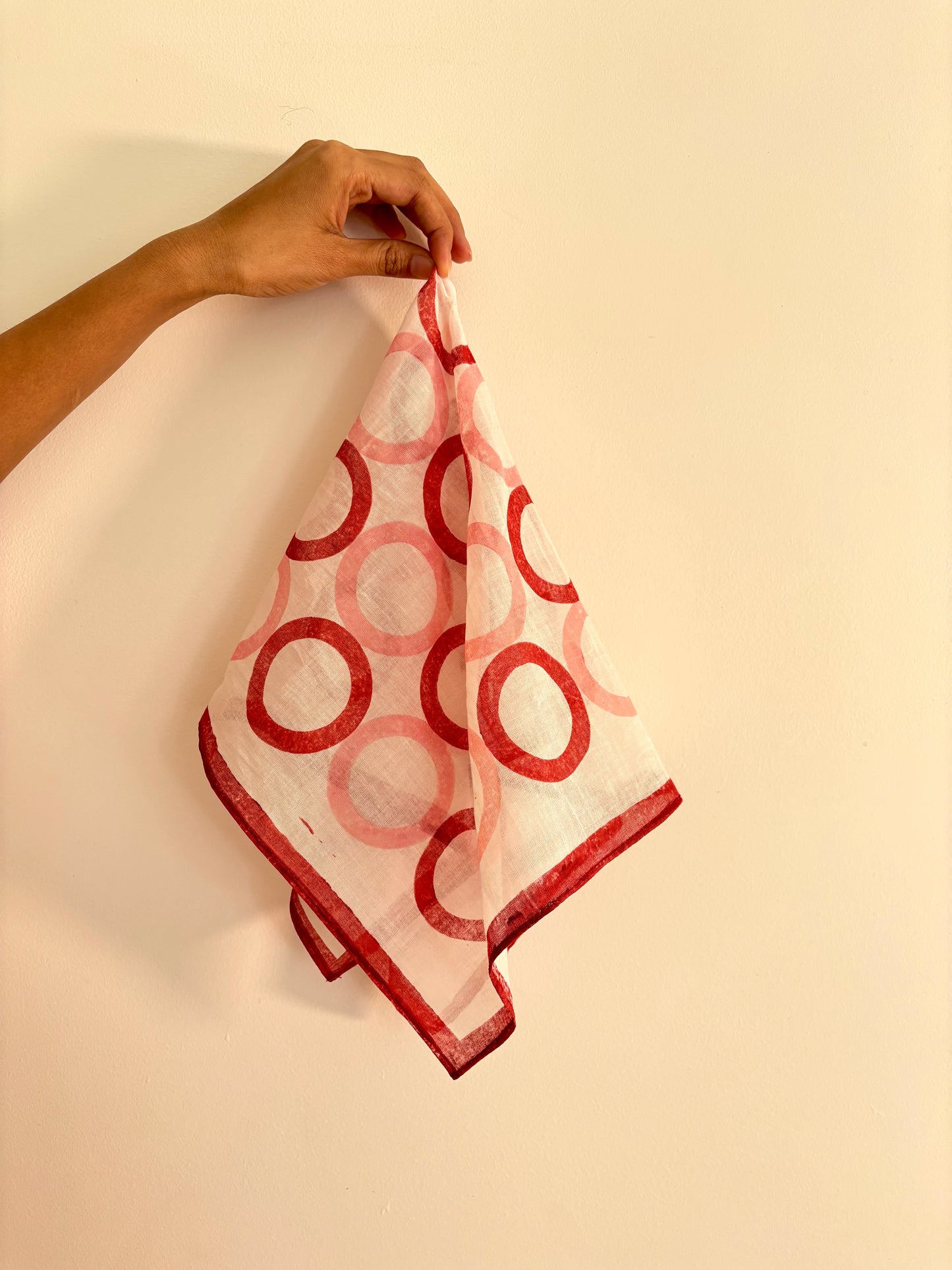 Pink & Red Geometric Circles l Cotton Square Scarf l Bandana