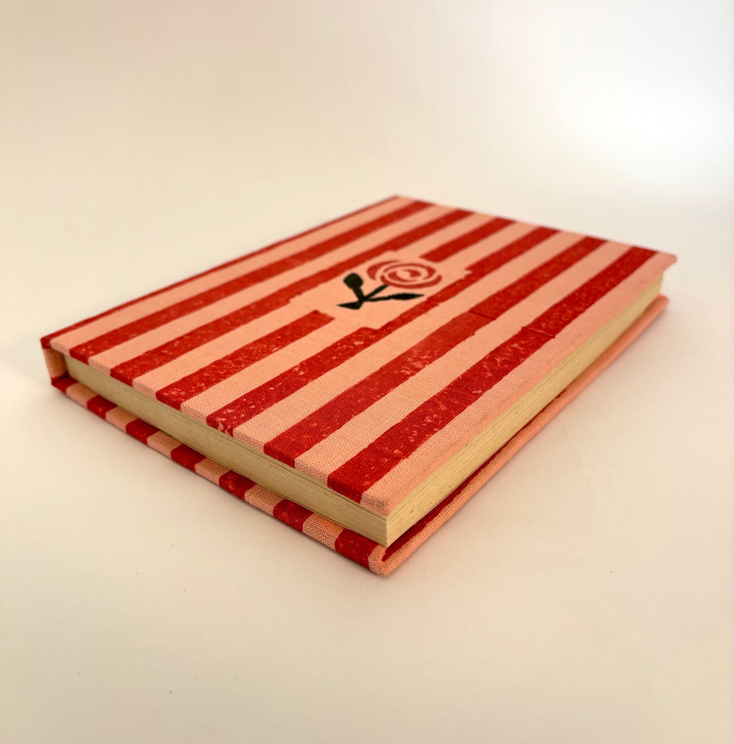 Handcrafted Sustainable A5 Diary Journal Notebook l Handmade Paper l Pink & Red Stripes