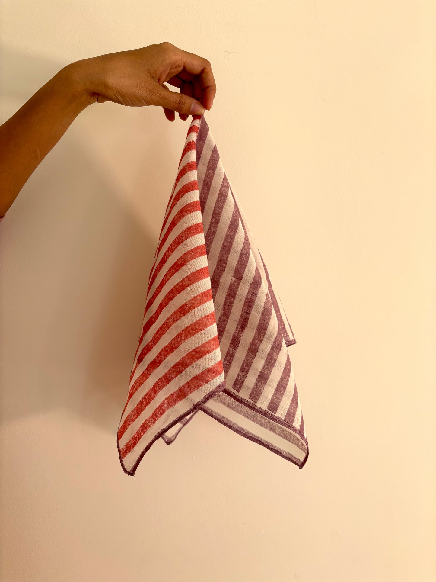 Purple & Red Stripes l Cotton Square Scarf l Bandana