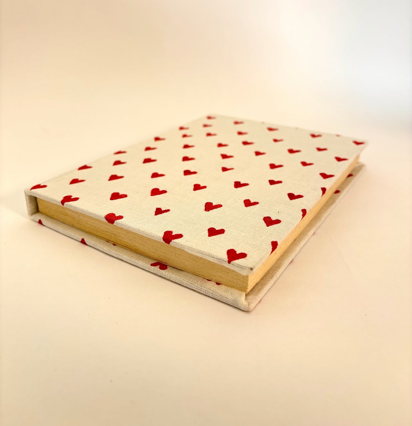 Handcrafted Sustainable A5 Diary Journal Notebook l Handmade Paper l Red Hearts on White