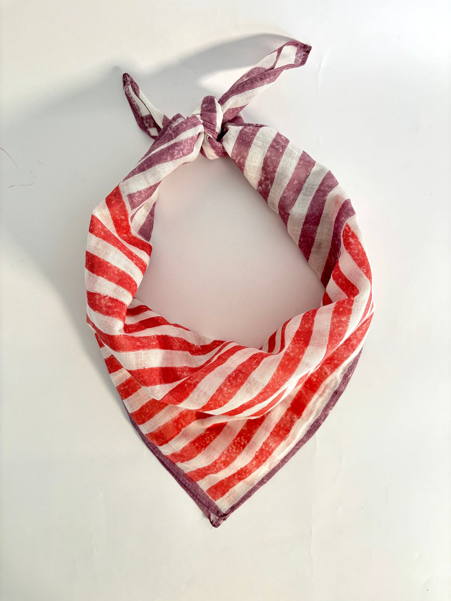 Purple & Red Stripes l Cotton Square Scarf l Bandana