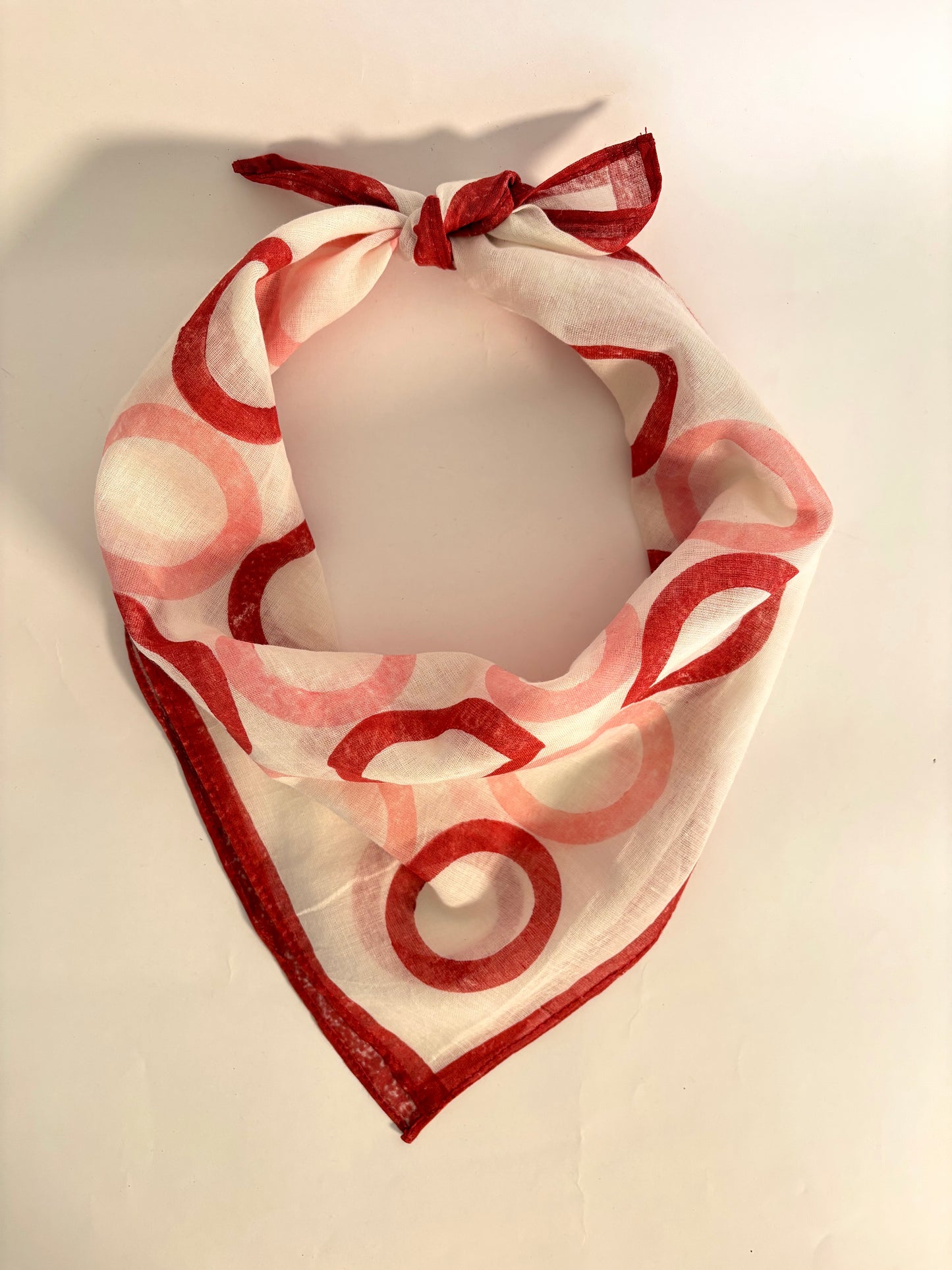 Pink & Red Geometric Circles l Cotton Square Scarf l Bandana