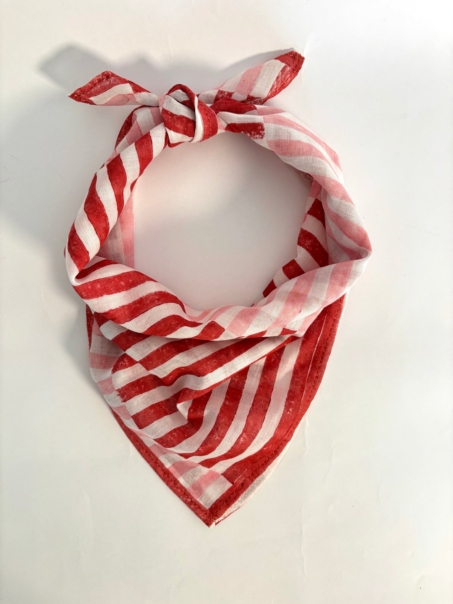Pink & Red Stripes l Cotton Square Scarf l Bandana