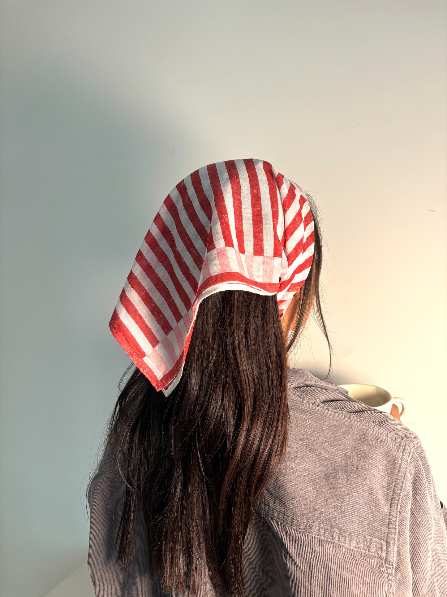 Pink & Red Stripes l Cotton Square Scarf l Bandana