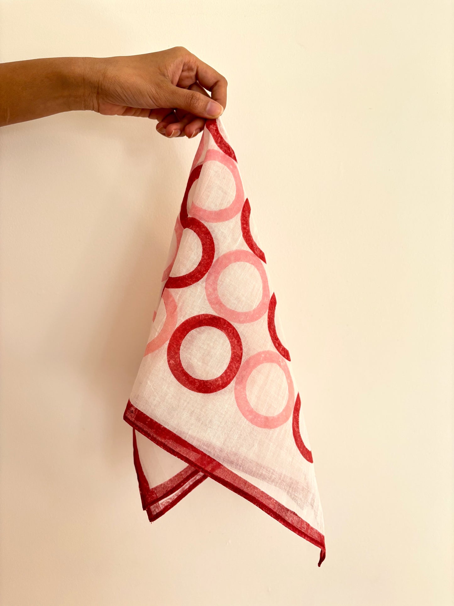 Pink & Red Geometric Circles l Cotton Square Scarf l Bandana