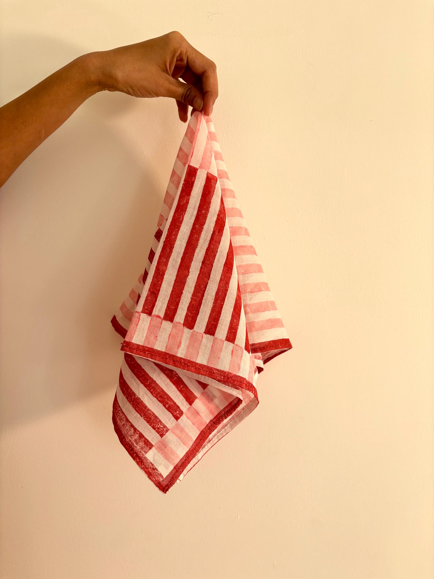 Pink & Red Stripes l Cotton Square Scarf l Bandana