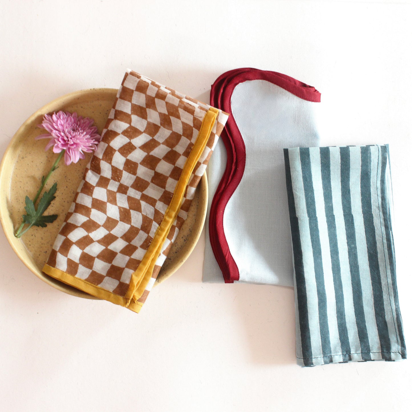 Red & Blue Wavy Napkin | Set of four