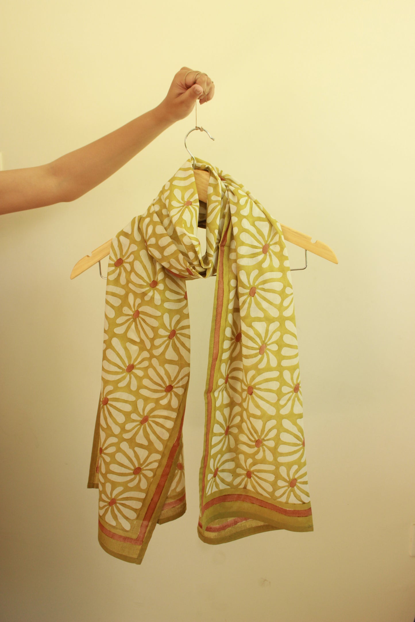 Cotton Scarf Stole - Green Floral