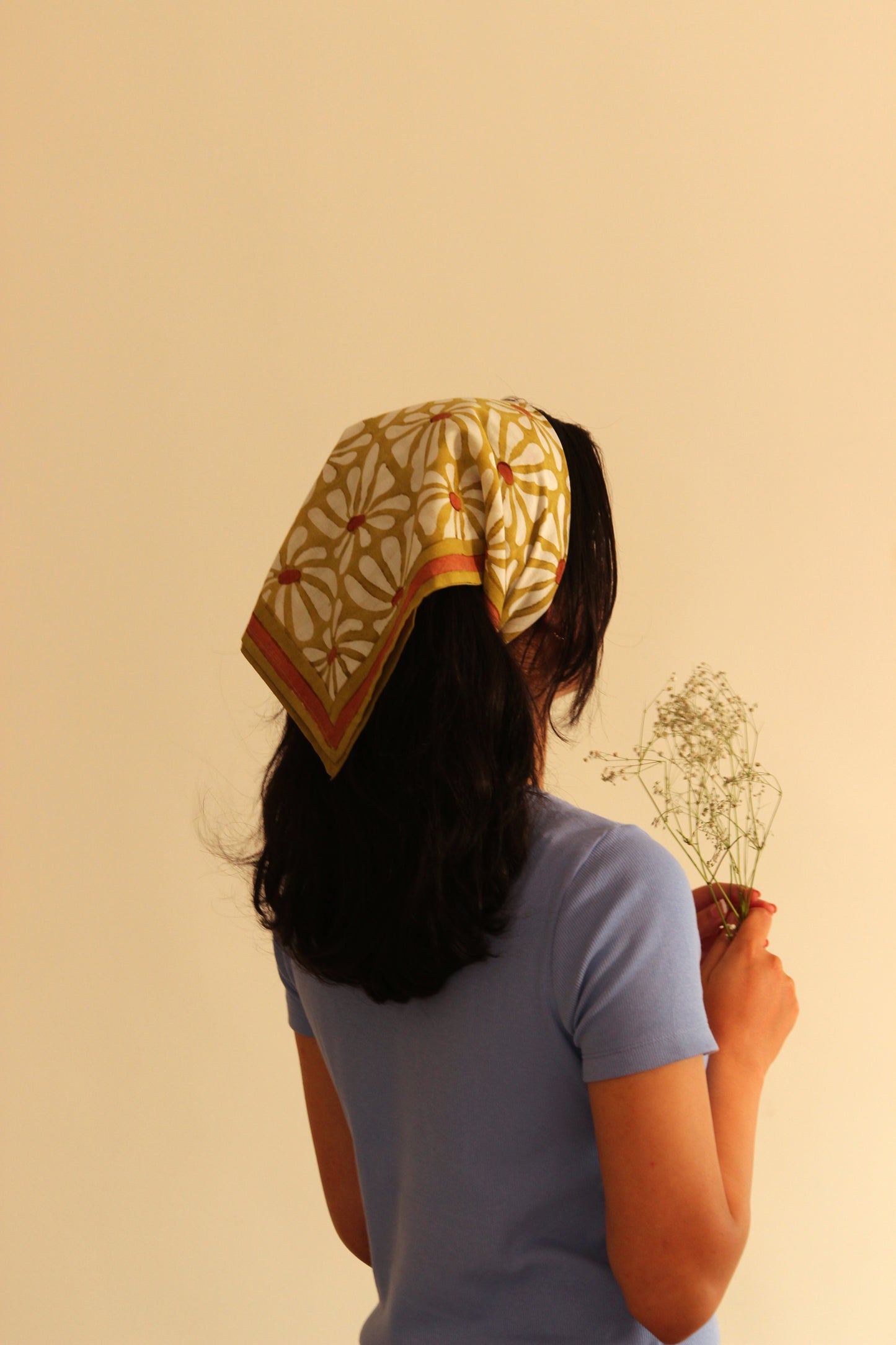 Cotton Square Scarf Bandana - Geometric Floral