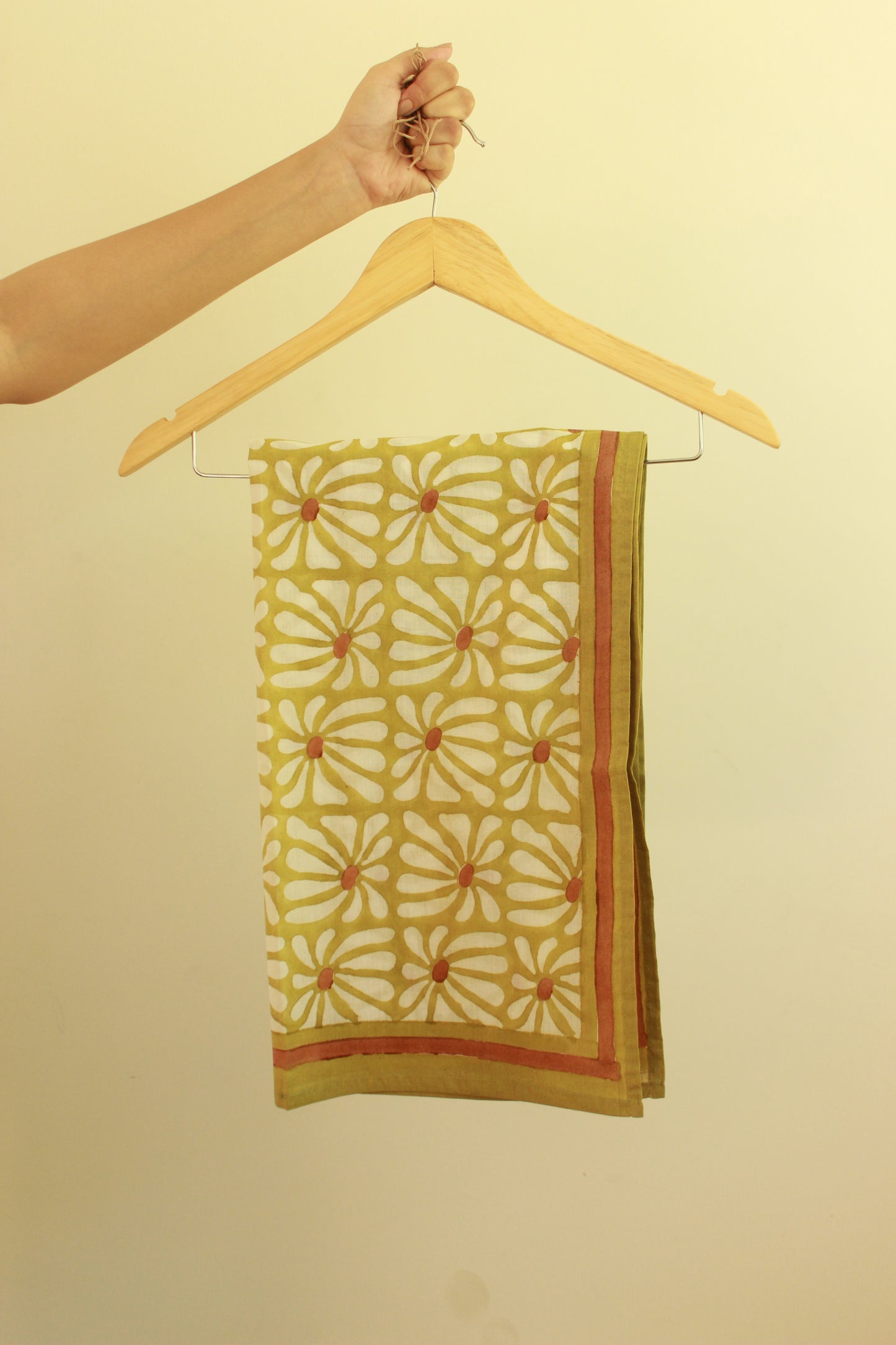 Cotton Scarf Stole - Green Floral