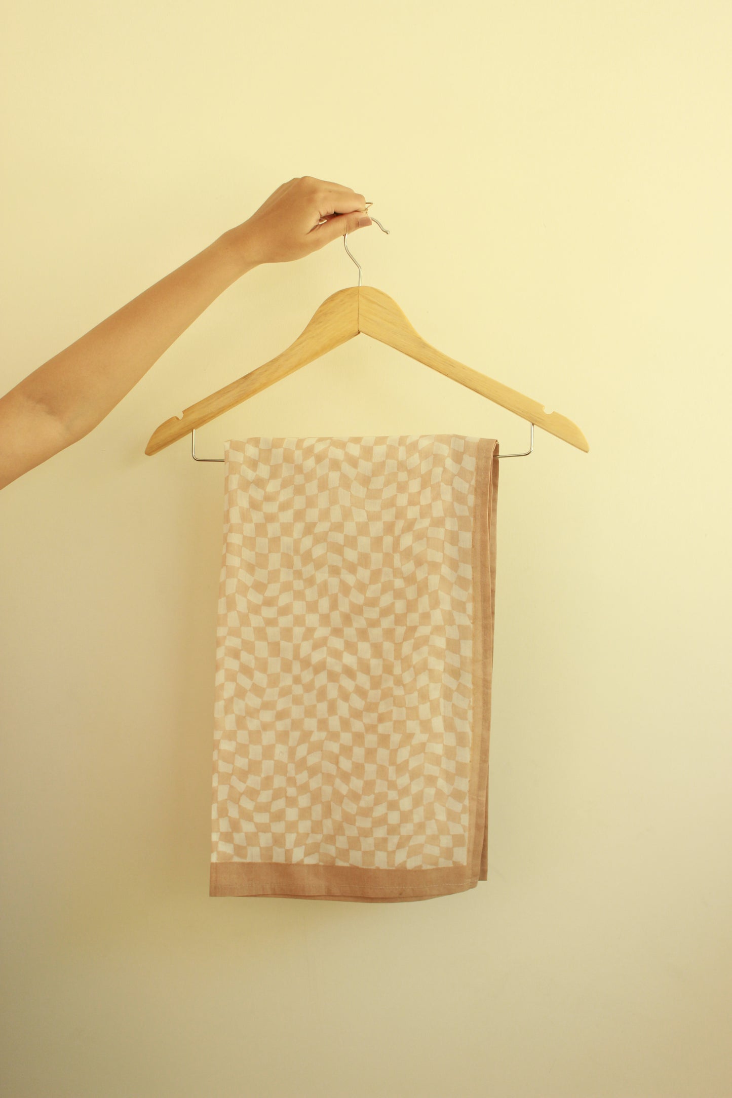 Cotton Scarf Stole - Peach & White Checkered