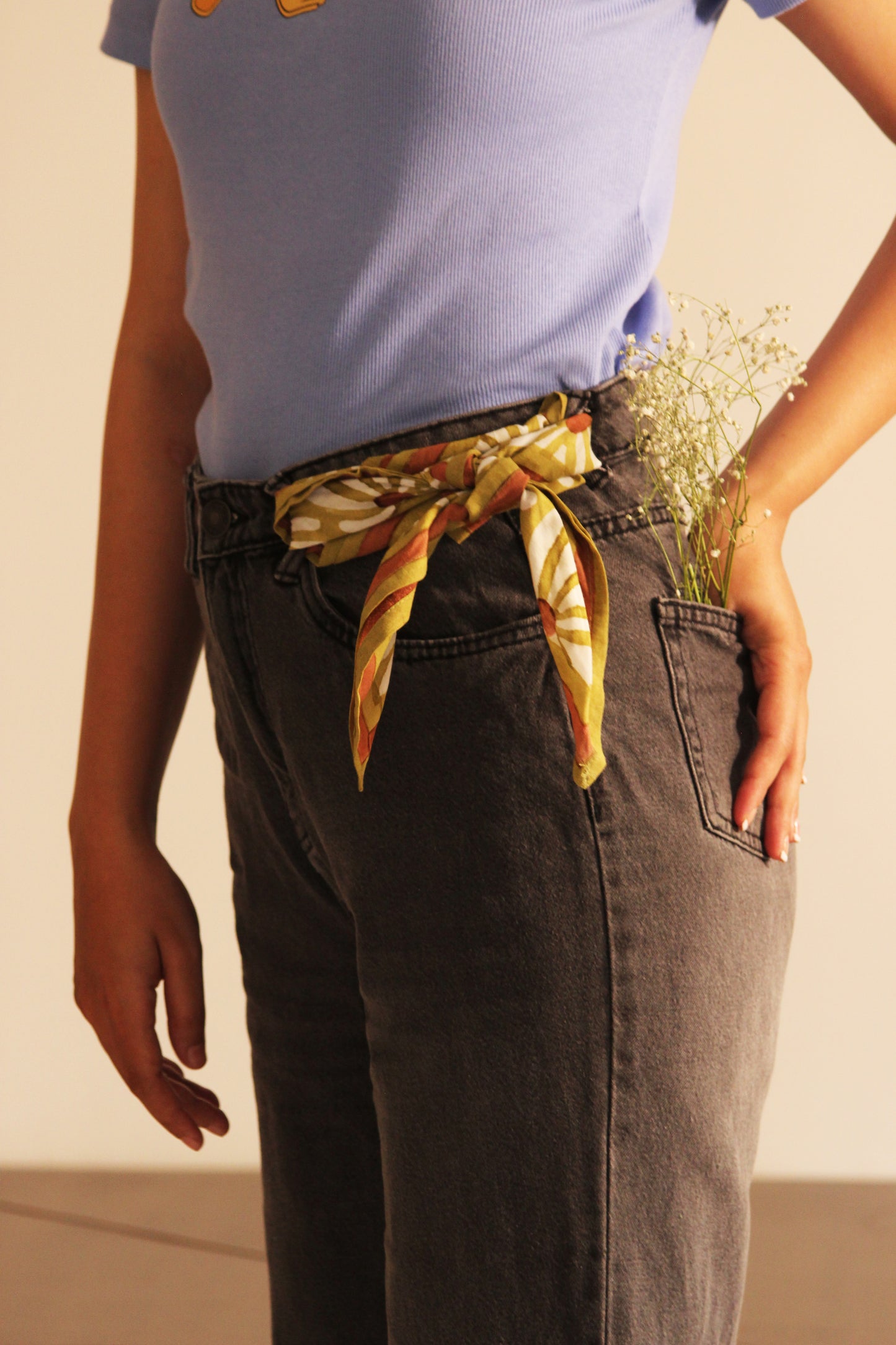 Cotton Square Scarf Bandana - Geometric Floral
