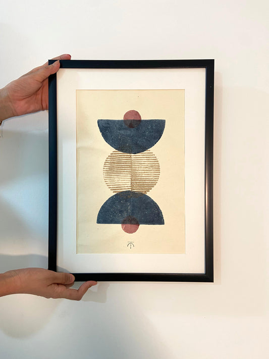 Wall Frame l Handblock printed artwork on handmade paper l 12" x 18"