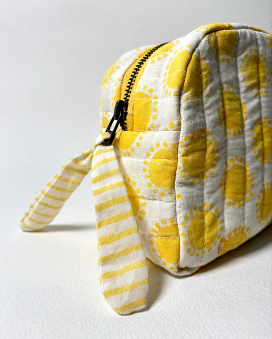 Sustainable Quilted Cotton Travel Pouch l Golden Hour Classic Organiser