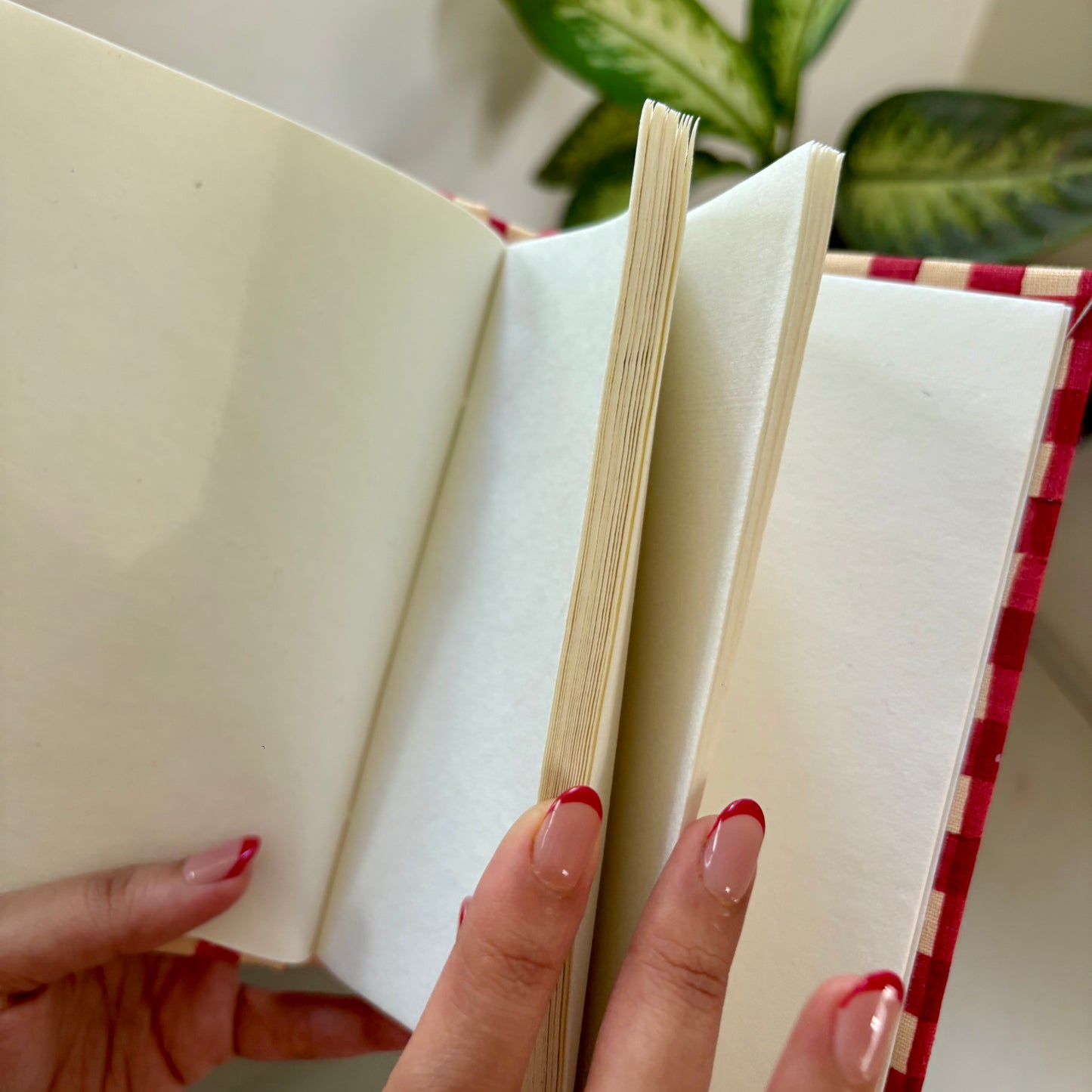 Handcrafted Sustainable A5 Diary Journal Notebook l Handmade Paper l Red Checks