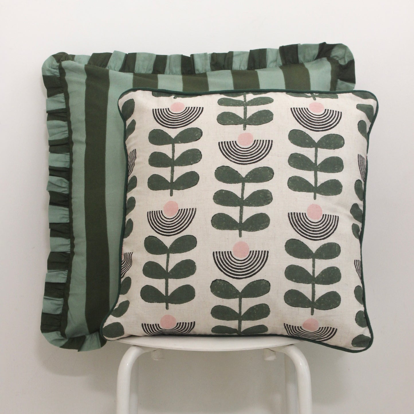 Modern Flower Cushion Cover | Botanical Printed Cotton Cushion Cover