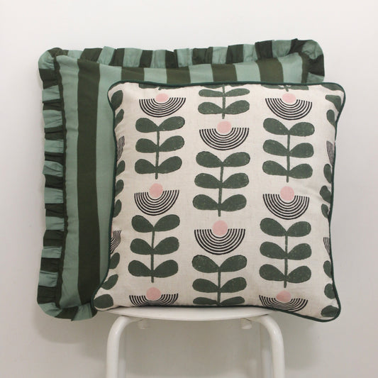 Modern Flower Cushion Cover | Botanical Printed Cotton Cushion Cover