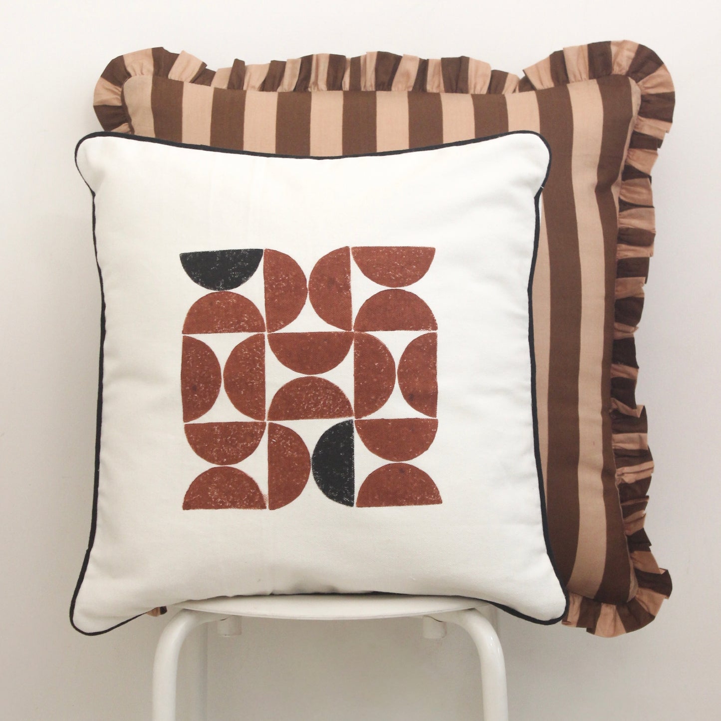 Semi-Sphere Cushion Cover | Geometric Printed Cotton Cushion Cover