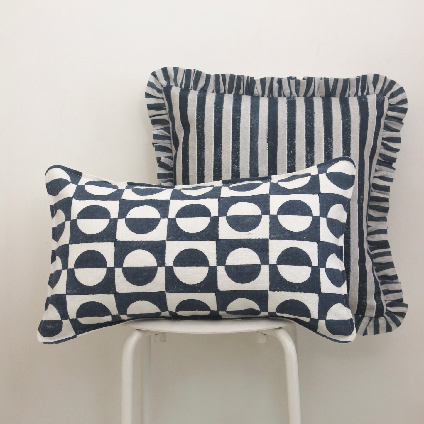 Retro Checks Lumbar Cushion Cover | Geometric Printed Cotton Lumbar Pillow Cover