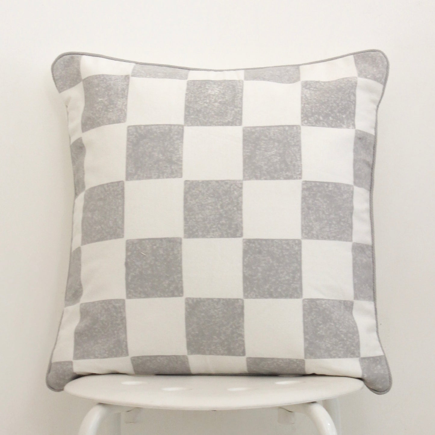 Grey Checks Cushion Cover | Modern Checkered Cotton Cushion Cover