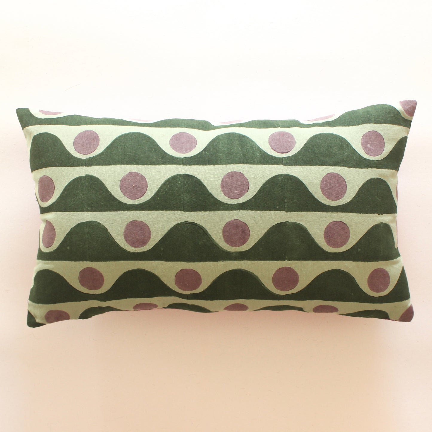 Green Tide-Dot Lumbar Cushion Cover | Modern Printed Cotton Lumbar Pillow Cover