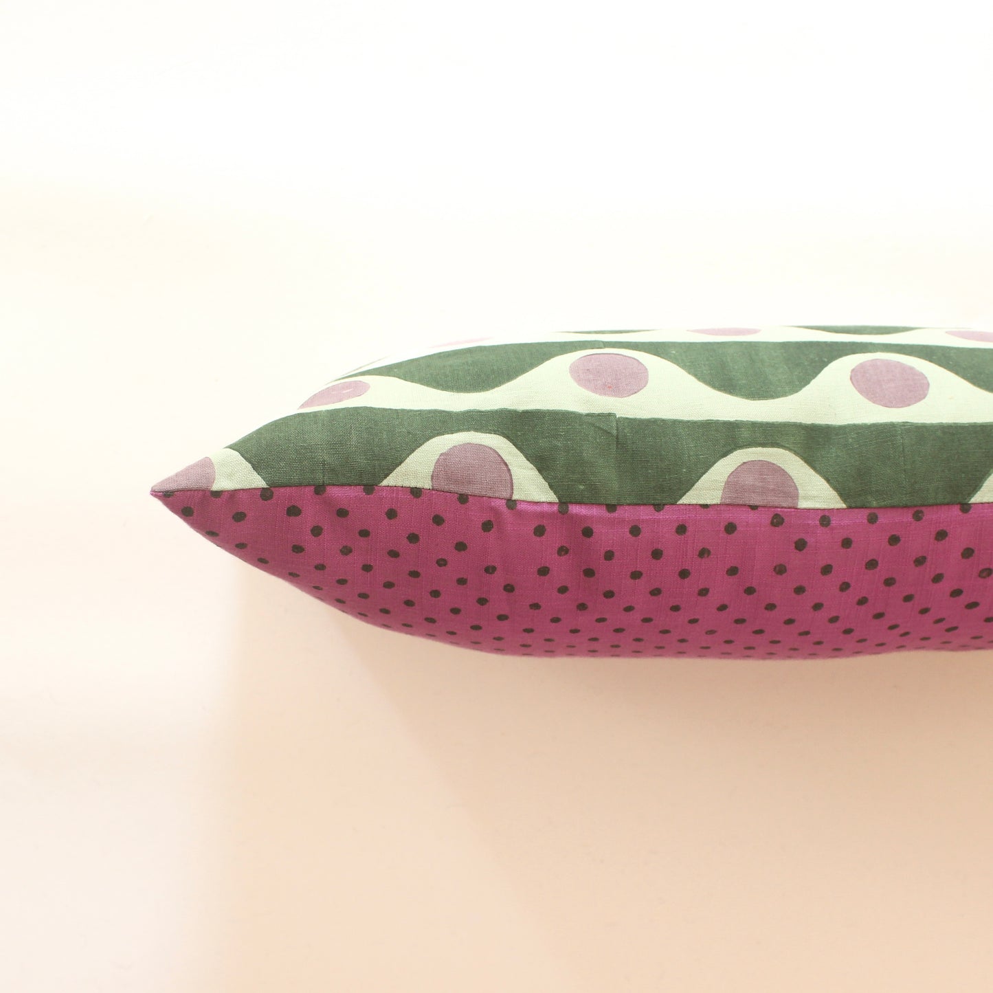 Green Tide-Dot Lumbar Cushion Cover | Modern Printed Cotton Lumbar Pillow Cover