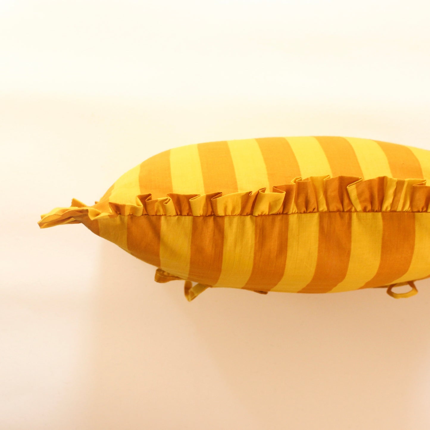 Mustard Striped Frill Cushion Cover