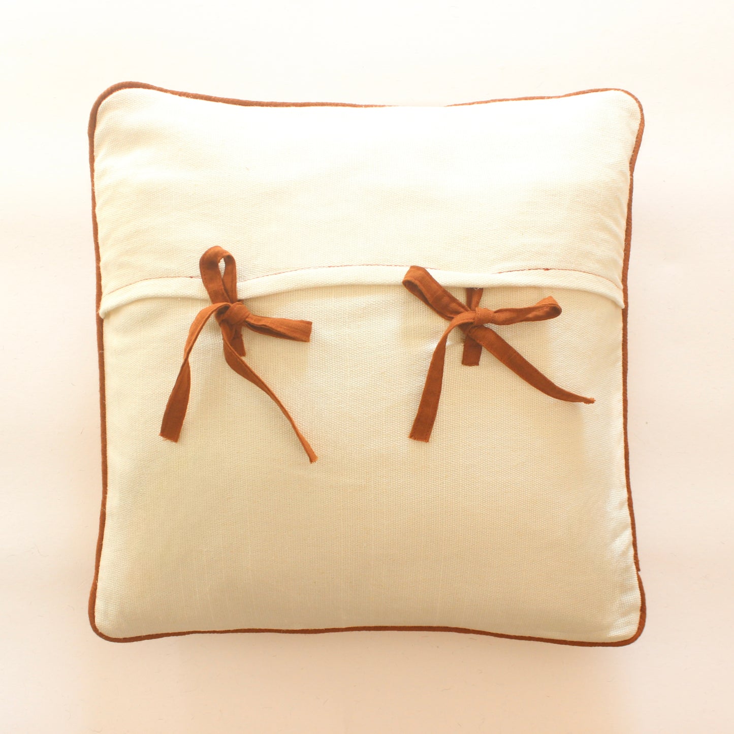 Directional Stripe Cushion Cover | Rust Brown & White Cotton Cushion Cover