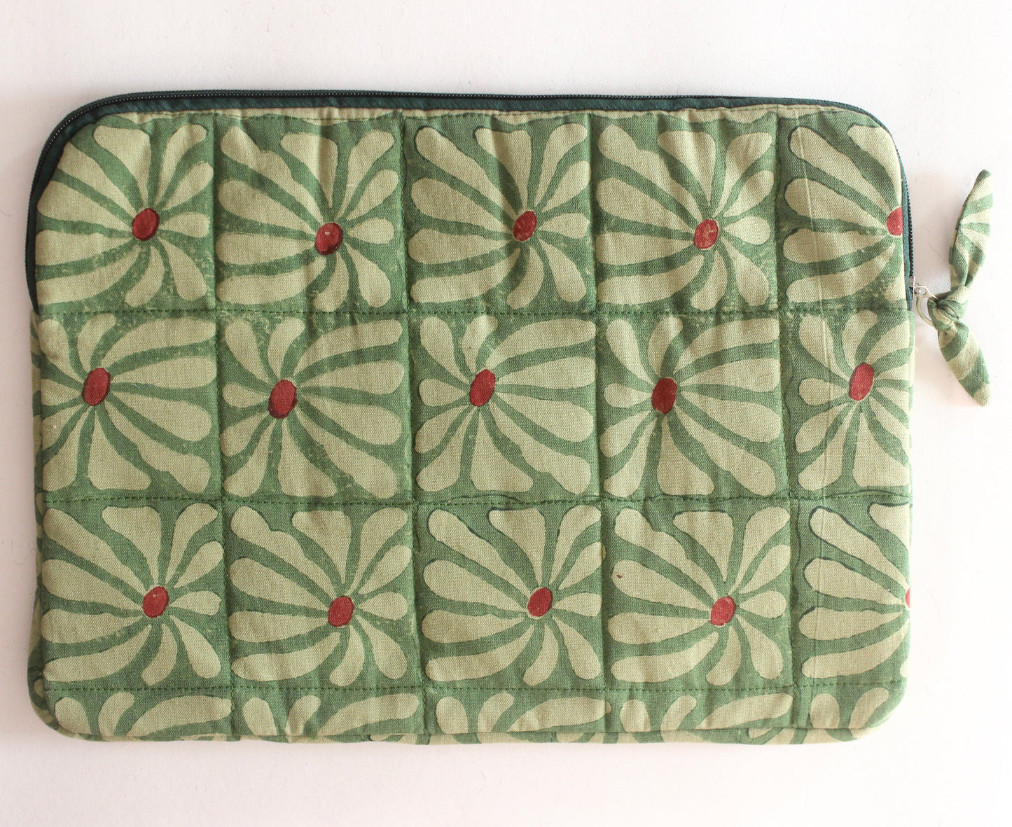 Laptop Sleeve- Green Floral Geometric