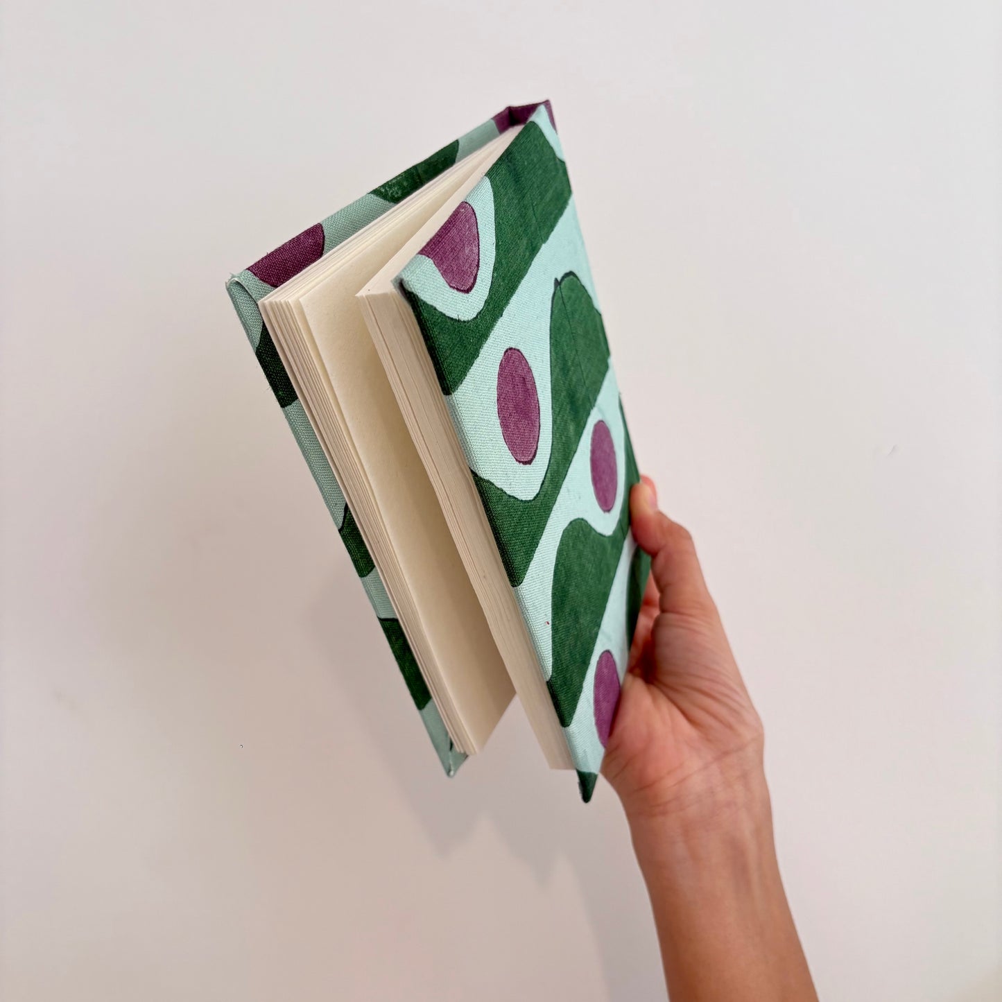 Handcrafted Sustainable A5 Diary Journal Notebook l Handmade Paper l Tide Dot Green