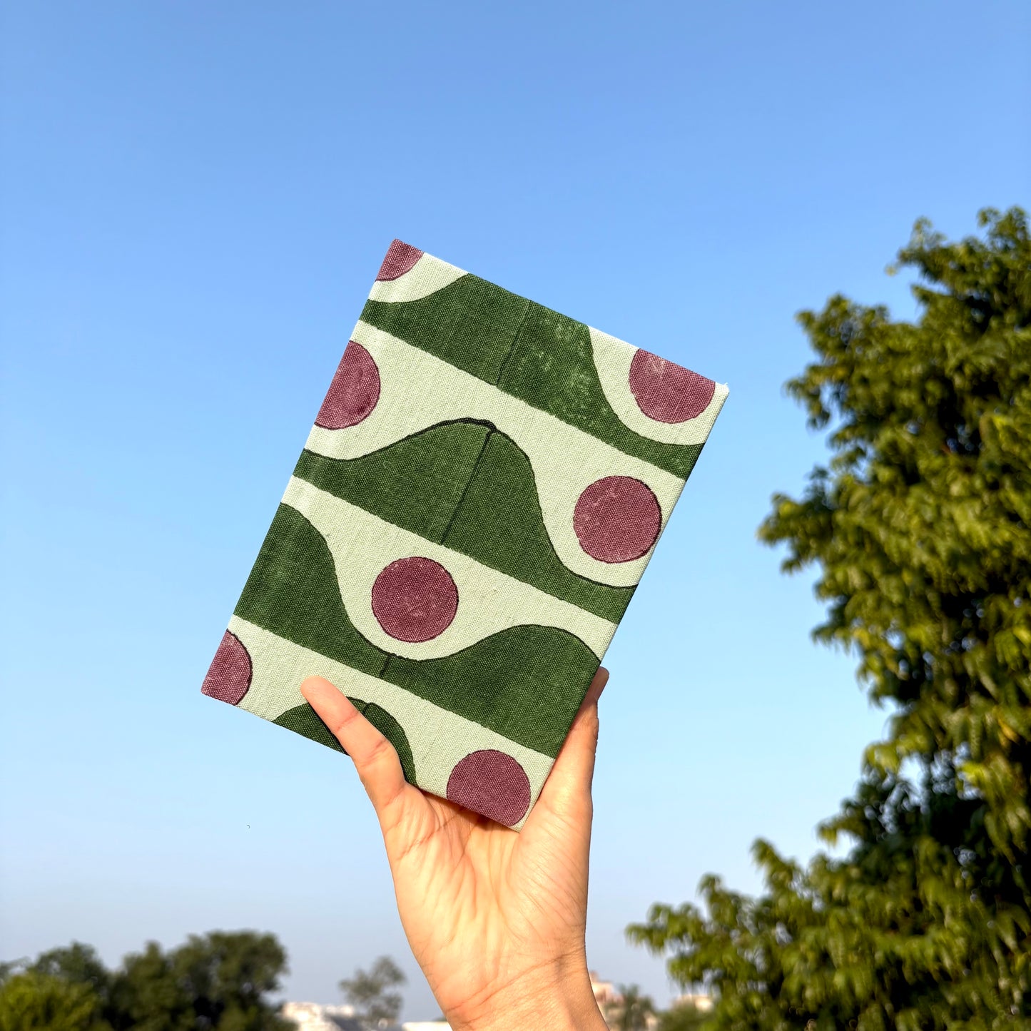 Handcrafted Sustainable A5 Diary Journal Notebook l Handmade Paper l Tide Dot Green
