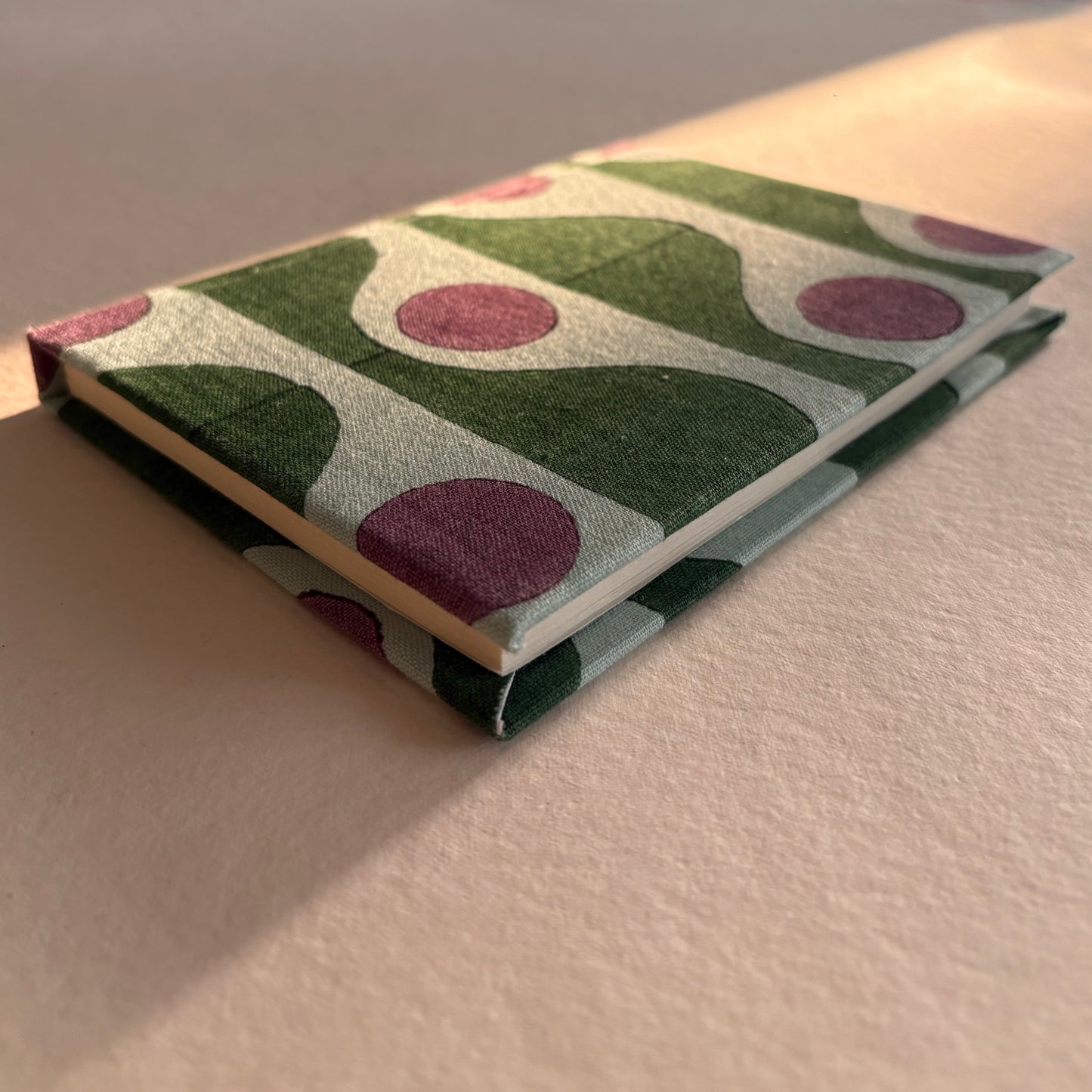 Handcrafted Sustainable A5 Diary Journal Notebook l Handmade Paper l Tide Dot Green