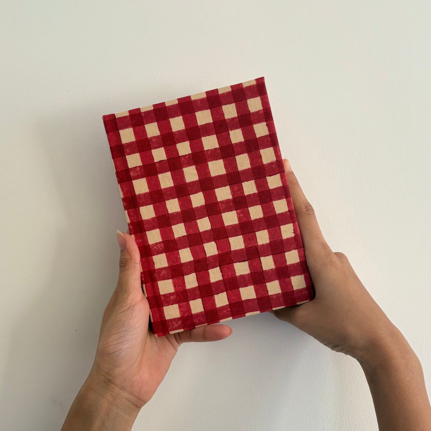 Handcrafted Sustainable A5 Diary Journal Notebook l Handmade Paper l Red Checks