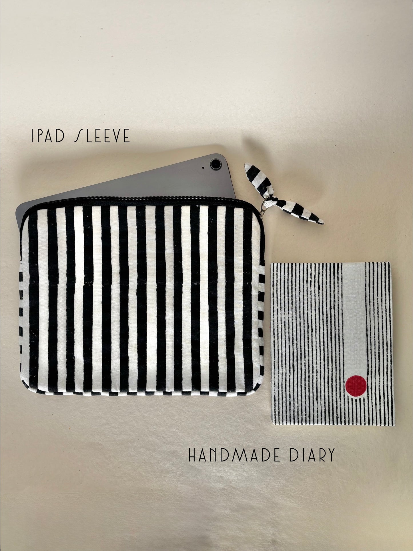 Gift Bundle for Him- Pouch / ipad sleeve + diary set (Black & White)