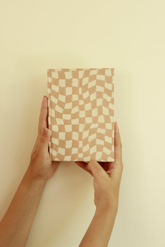 Handcrafted Sustainable A5 Diary Journal Notebook l Handmade Paper l Peach & White