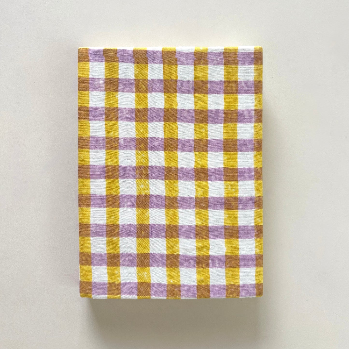 Handcrafted Sustainable A5 Diary Journal Notebook l Handmade Paper l Yellow & Purple checks