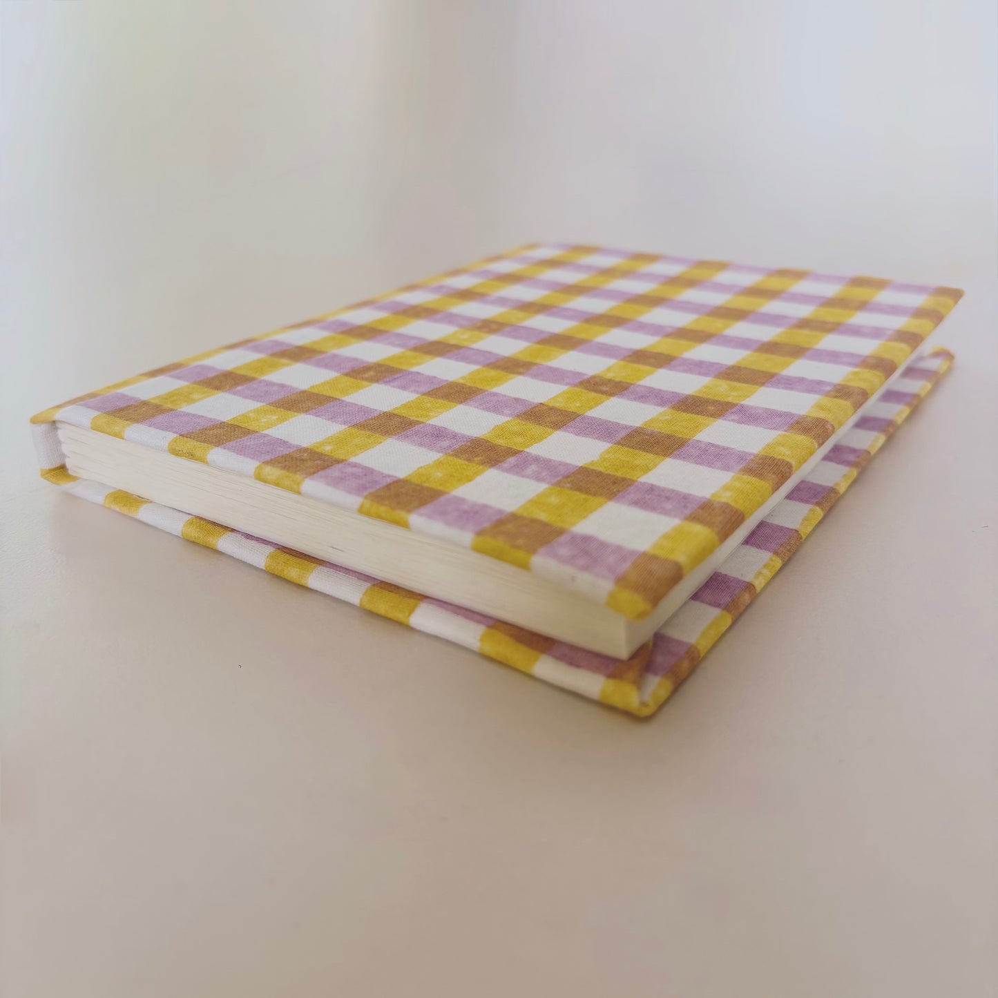Handcrafted Sustainable A5 Diary Journal Notebook l Handmade Paper l Yellow & Purple checks
