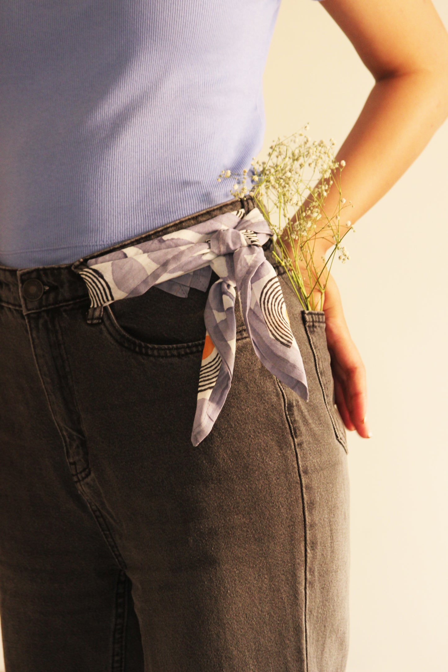 Cotton Square Scarf Bandana - Modern Floral